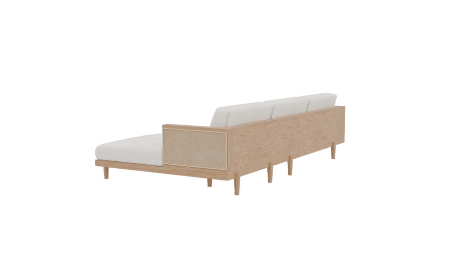Minimalist Wooden Sofa Model - Professional 3D Model Render 3