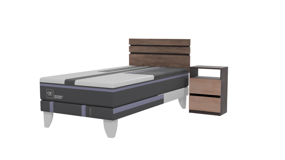 Minimalist Bed and Nightstand Set - Professional 3D Model Render 12