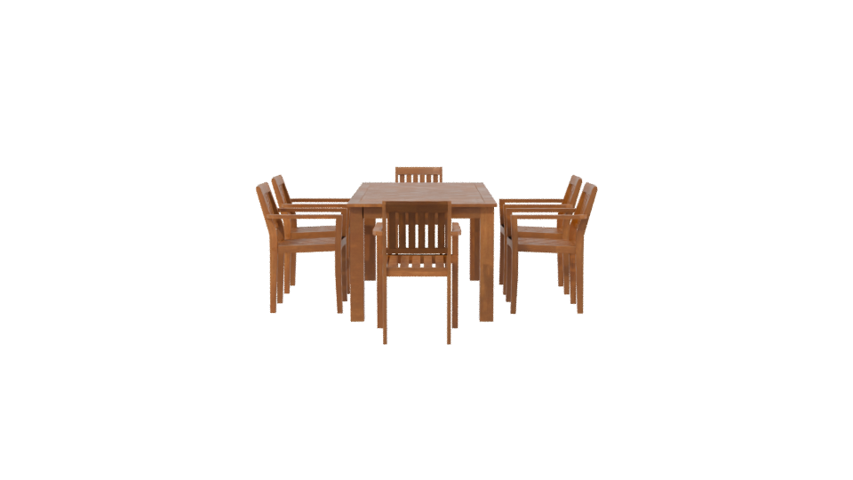 Elegant Wooden Outdoor Dining Set 3D Model - Professional 3D Model Render 2