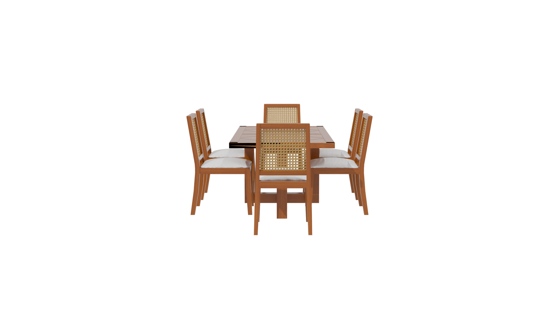 Stylish Wooden Dining Table Set - Professional 3D Model Render 2