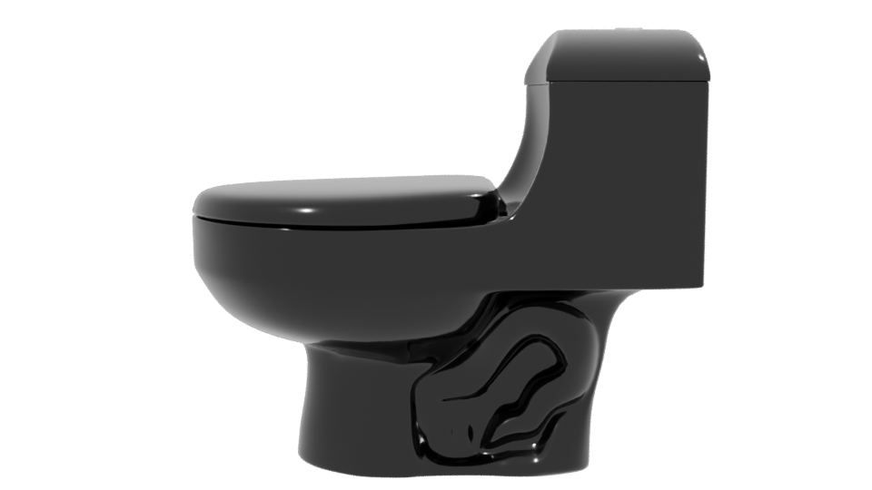 Modern Black One-Piece Toilet 3D - Professional 3D Model Render 2