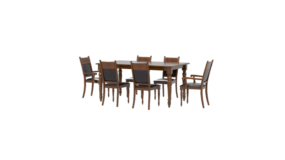 Elegant Wooden Dining Table Set - Professional 3D Model Render 6