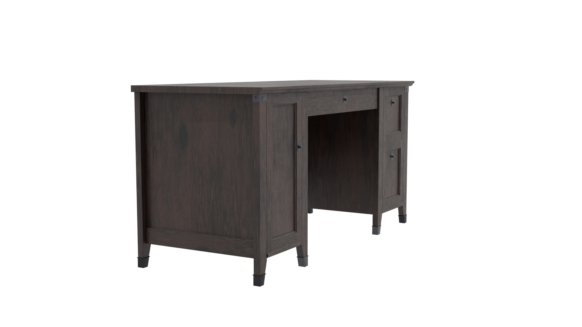 Elegant Wooden Office Desk Model - Professional 3D Model Render 9