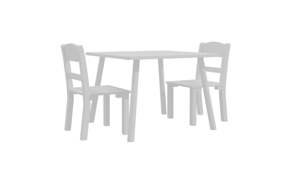 Stylish White Dining Table Set - Professional 3D Model Render 10