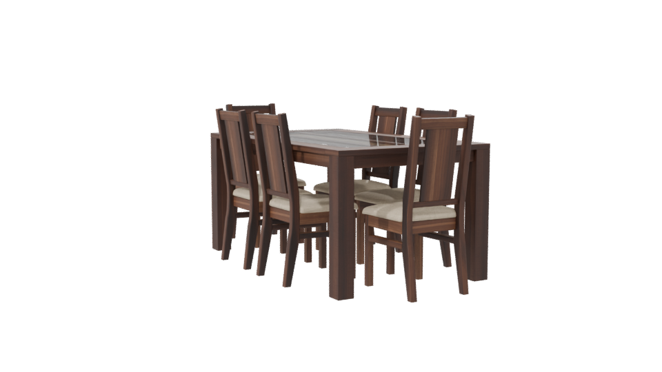 Stylish Wooden Dining Table Set - Professional 3D Model Render 7