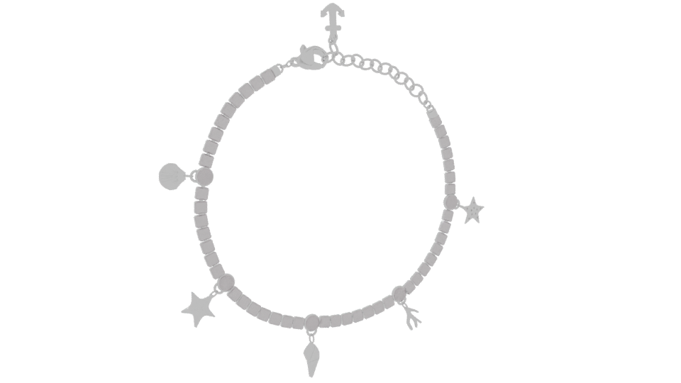 Silver Charm Bracelet 3D Model - Professional 3D Model Render 10