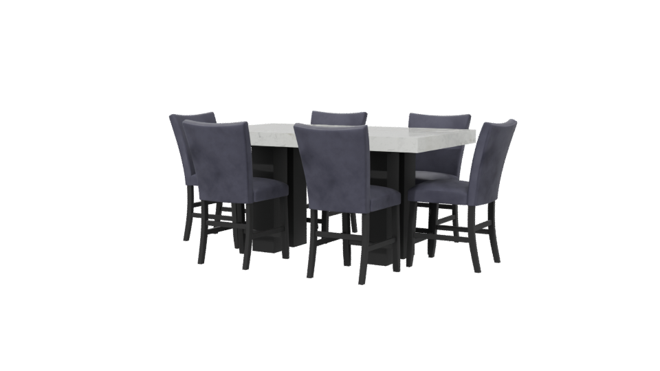 Elegant Rectangular Dining Table Set - Professional 3D Model Render 6