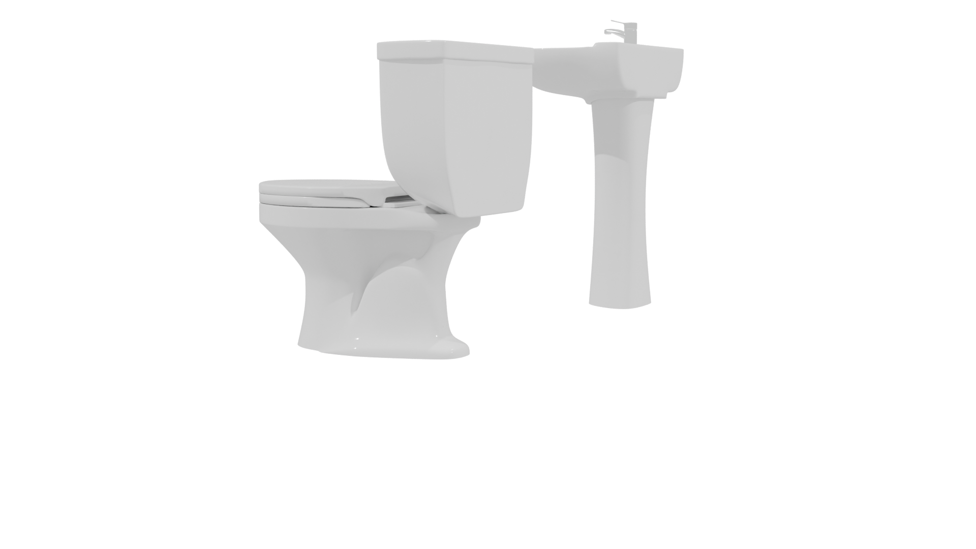 Stylish Bathroom Sanitary Set 3D - Professional 3D Model Render 3