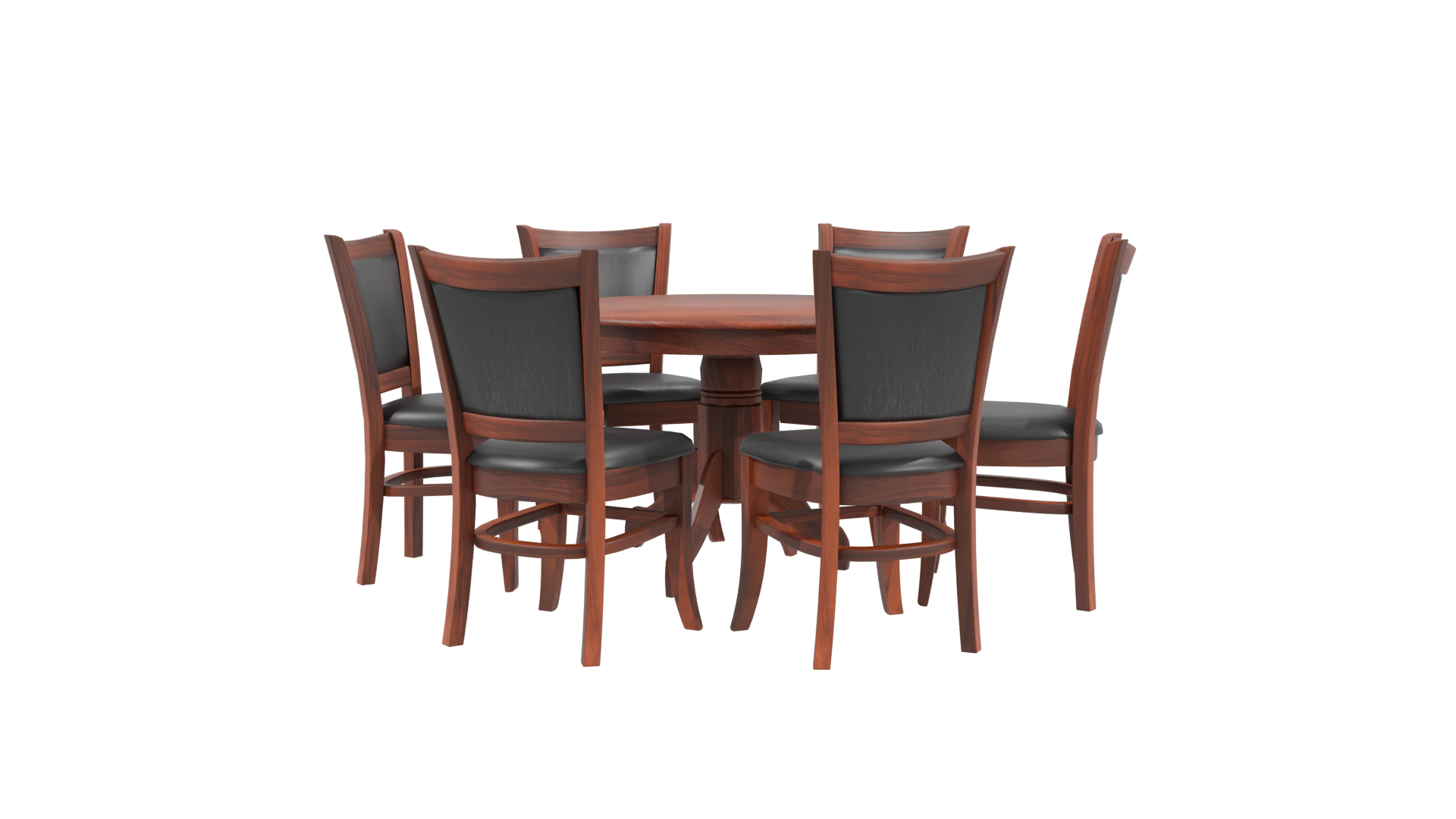 Elegant Wooden Dining Set 3D Model - Professional 3D Model Render 3