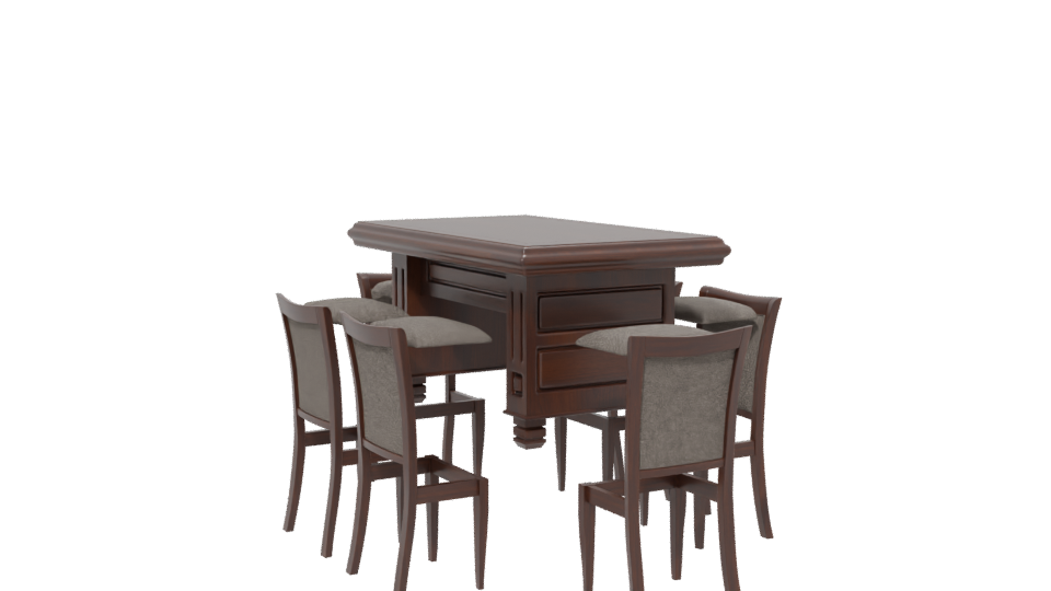 Elegant Wooden Dining Table Set - Professional 3D Model Render 13
