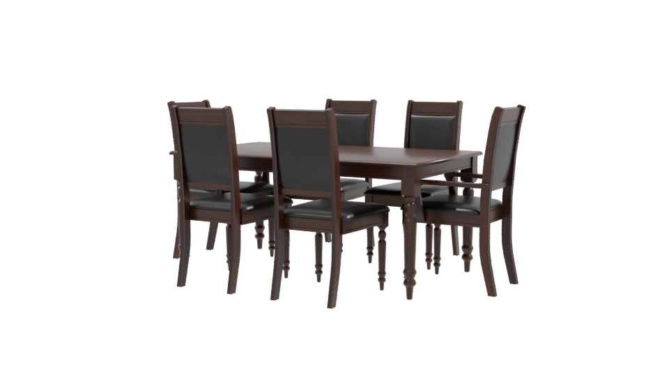 Elegant Wooden Dining Table Set 3D Model - Professional 3D Model Render 9