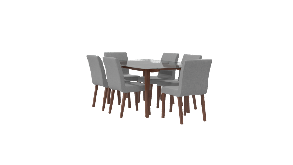 Stylish Wooden Dining Table Set - Professional 3D Model Render 7
