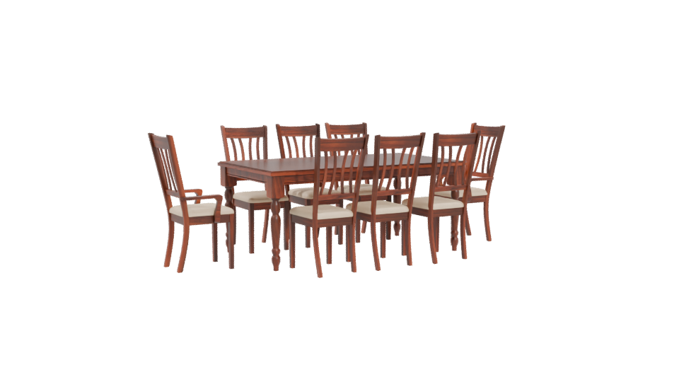Elegant Wooden Dining Table with Chairs 3D Model - Professional 3D Model Render 4