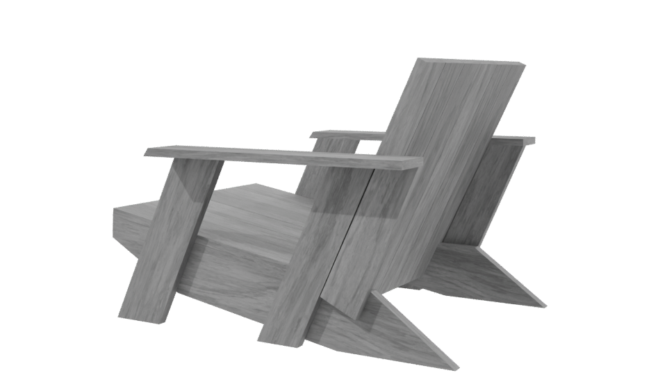 Stylish Outdoor Wooden Lounge Chair - Professional 3D Model Render 3