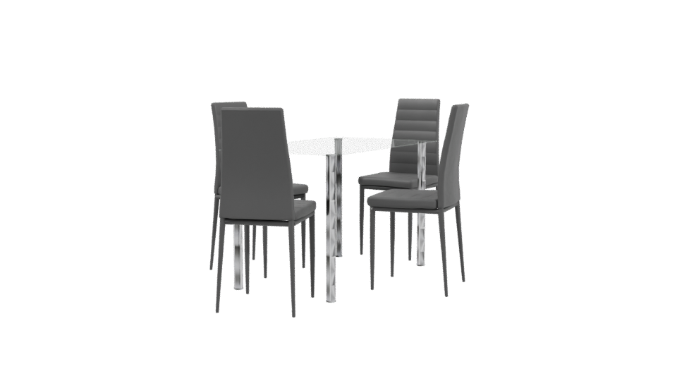 Contemporary Glass Dining Table Set 3D Model - Professional 3D Model Render 3