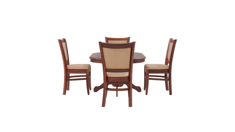 Elegant Round Wooden Dining Table Set 3D Model - Professional 3D Model Render 8