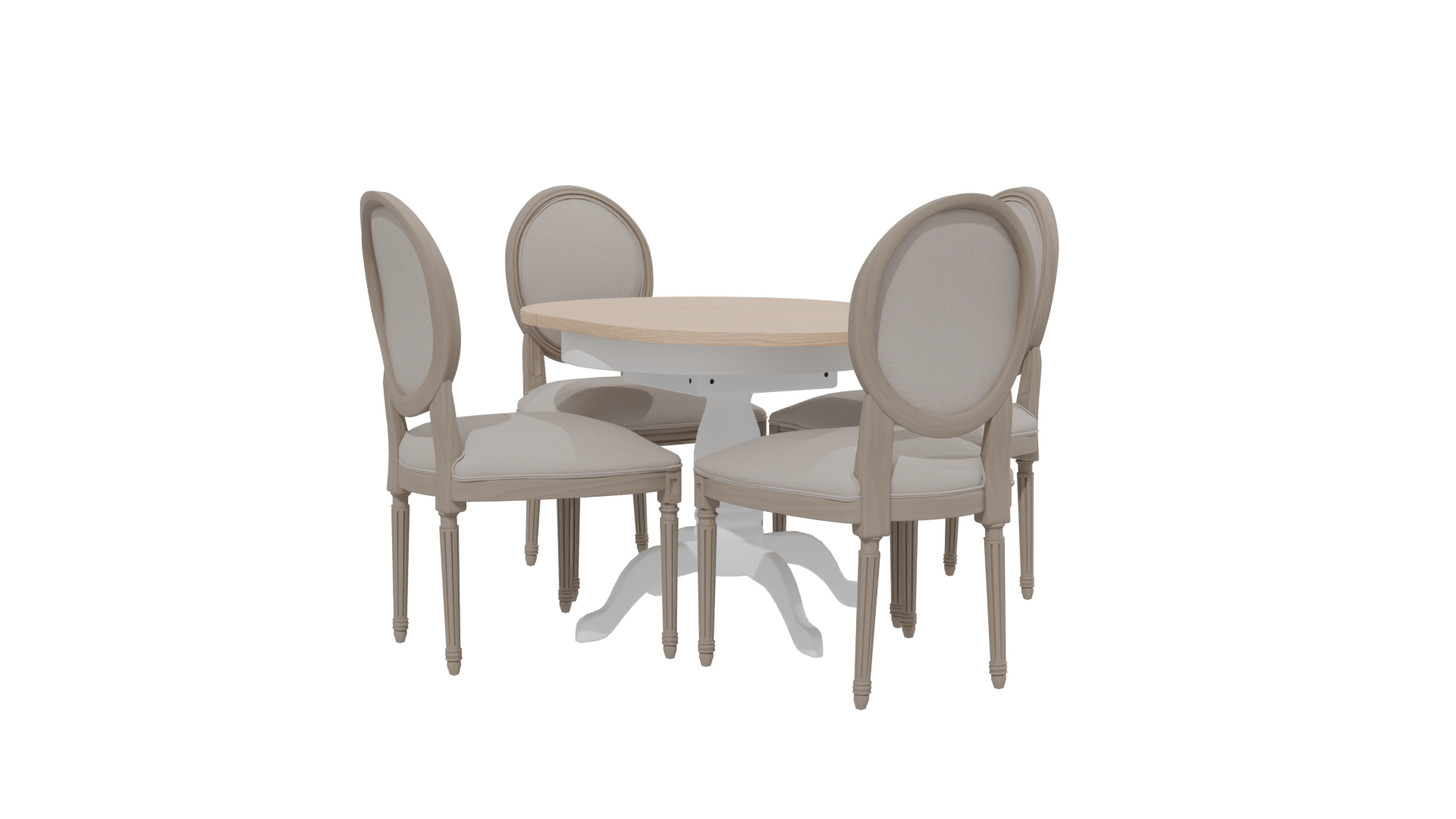 Elegant Round Dining Table with Upholstered Chairs 3D Model - Professional 3D Model Render 13