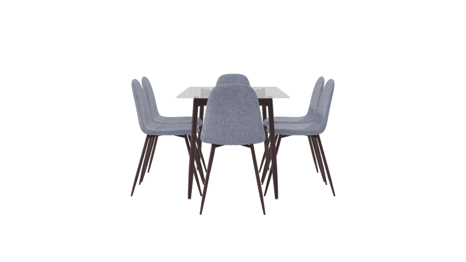 Modern Glass Dining Table Set - Professional 3D Model Render 8