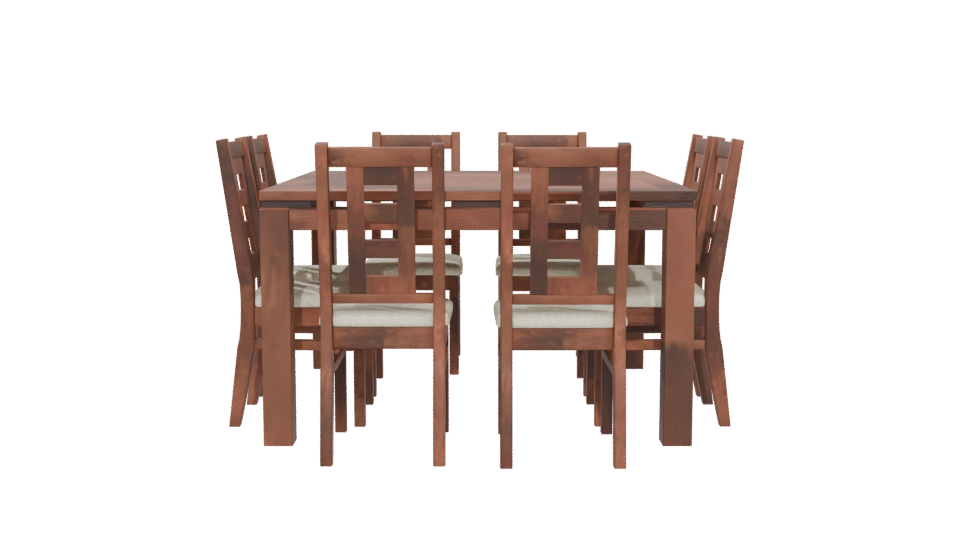 Stylish Wooden Dining Table Set 3D Model - Professional 3D Model Render 5