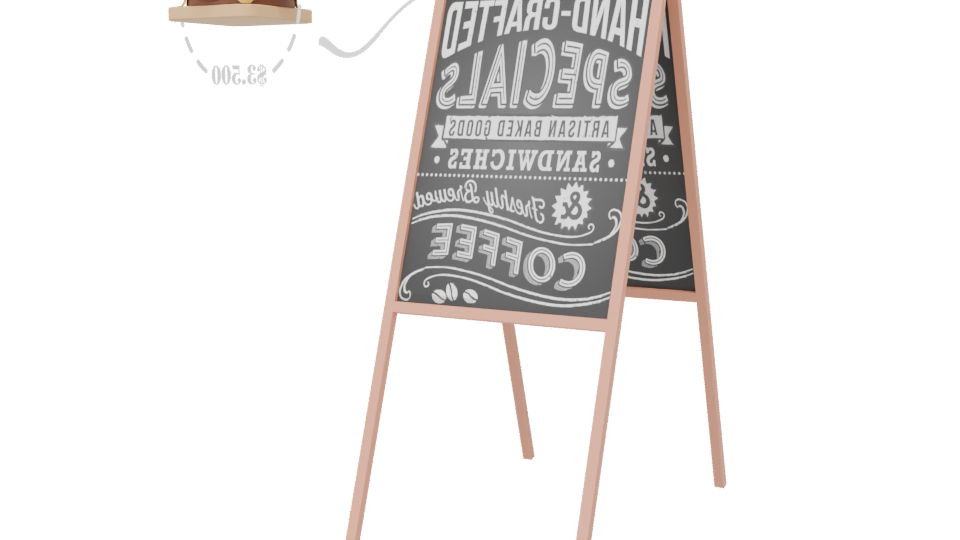 Chalkboard Menu Stand 3D Model - Professional 3D Model Render 6