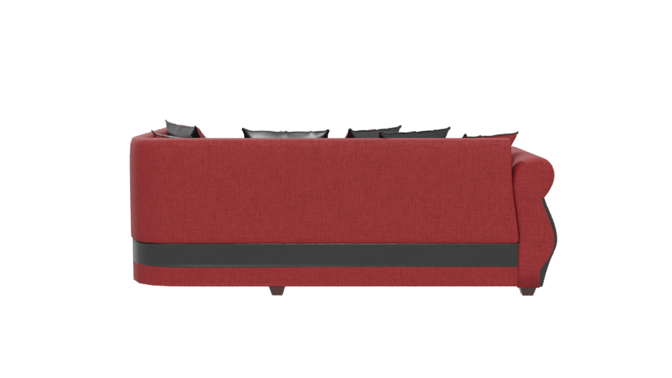 Stylish Red Fabric Sofa with Cushions 3D Model - Professional 3D Model Render 5