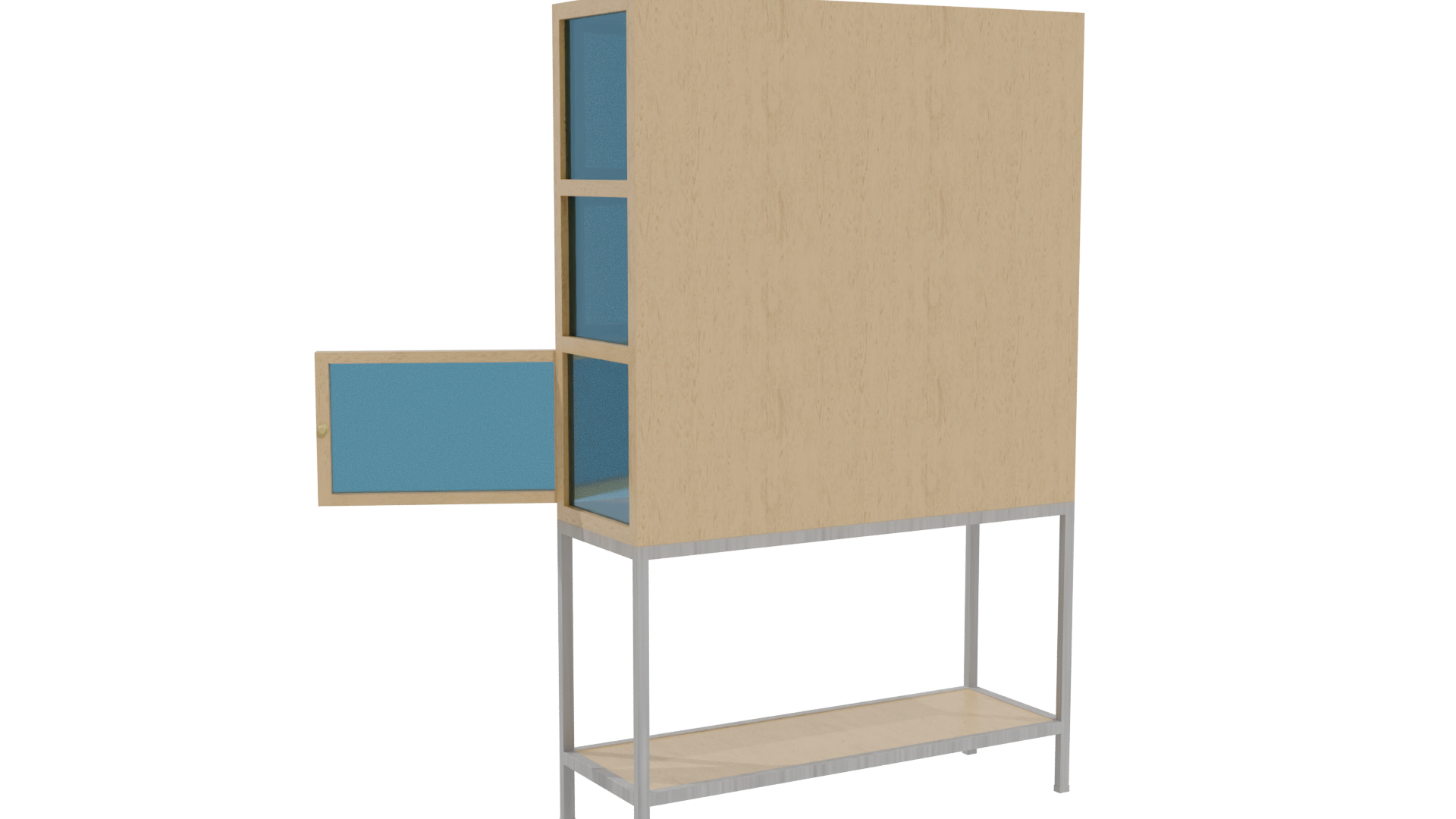 Stylish Wooden Display Cabinet 3D - Professional 3D Model Render 4