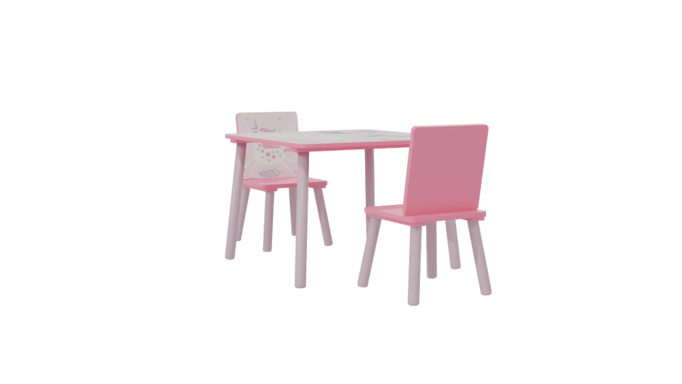 Charming Kids' Table and Chair Set 3D Model - Professional 3D Model Render 7