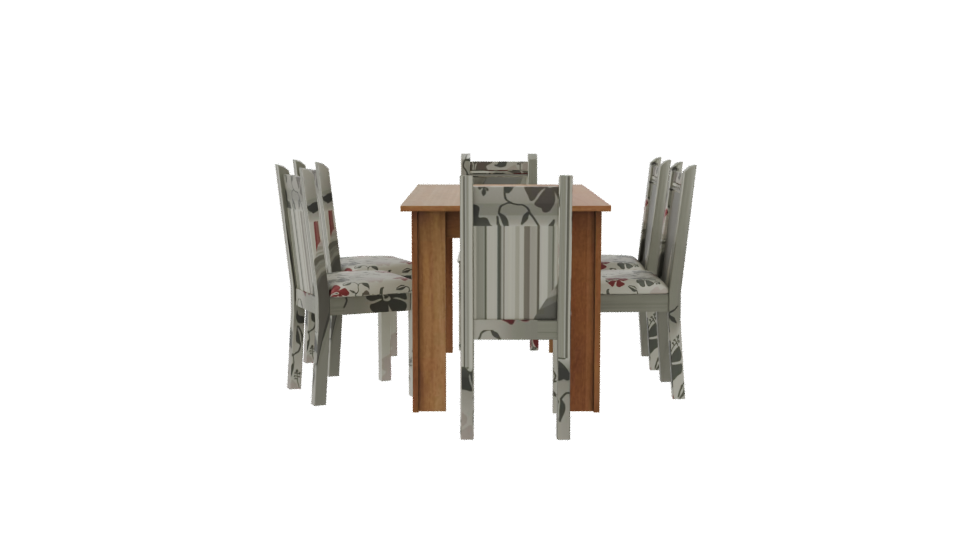 Stylish Wooden Dining Table Set - Professional 3D Model Render 8