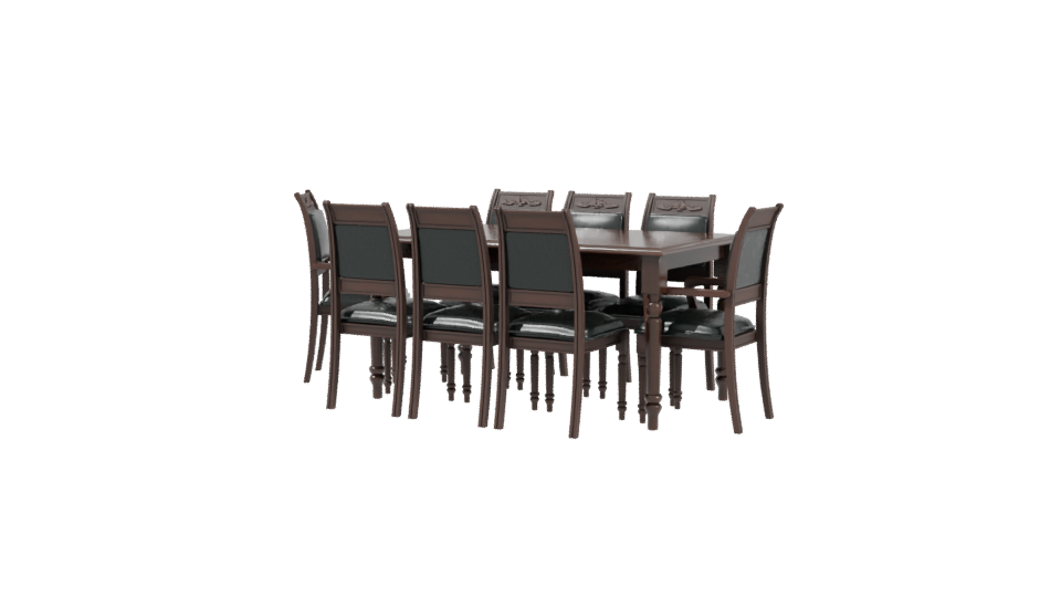 Elegant Wooden Dining Set 3D Model - Professional 3D Model Render 3