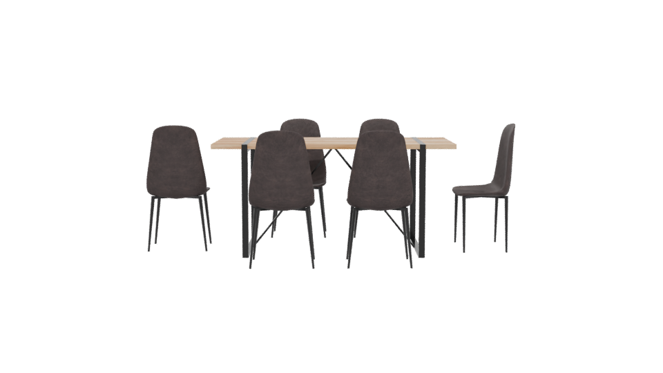 Contemporary Dining Set with Chairs 3D Model - Professional 3D Model Render 5