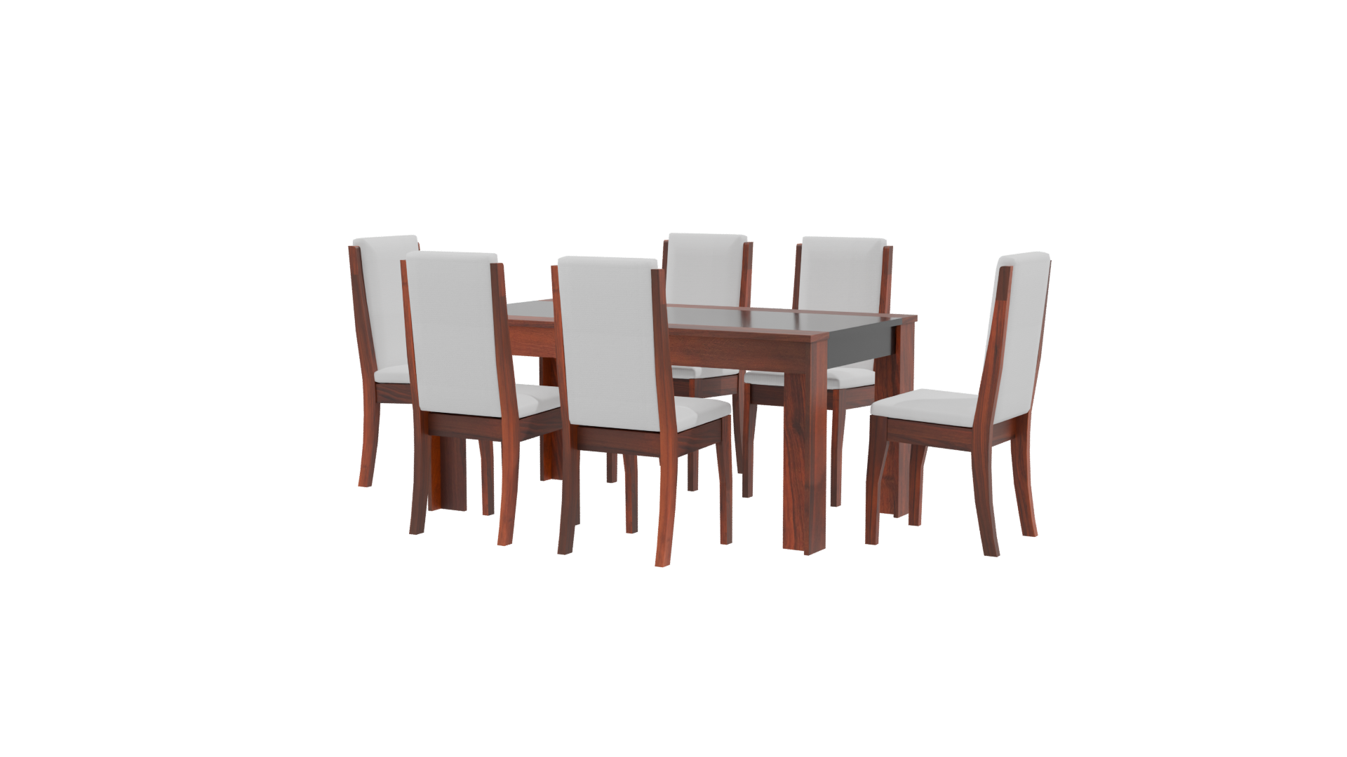 Elegant Wooden Dining Table Set 3D Model - Professional 3D Model Render 9