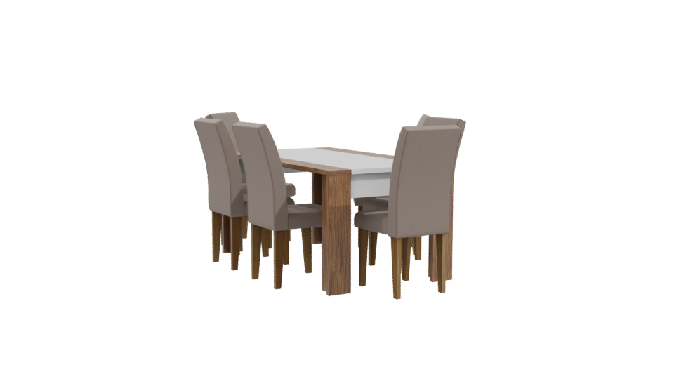 Stylish Wooden Dining Table Set - Professional 3D Model Render 10
