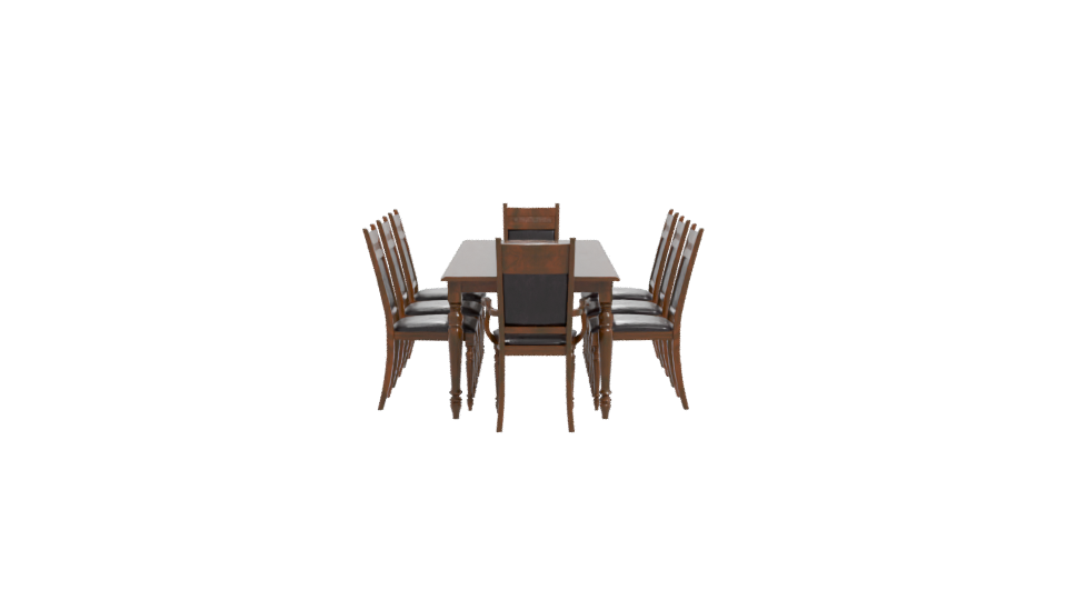 Elegant Wooden Dining Table Set 3D Model - Professional 3D Model Render 11