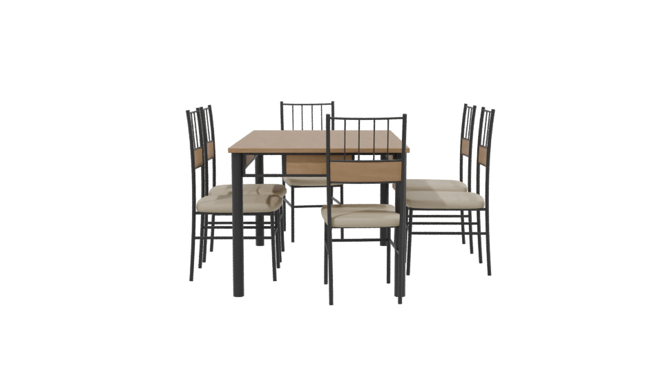 Stylish Modern Dining Table Set 3D Model - Professional 3D Model Render 2
