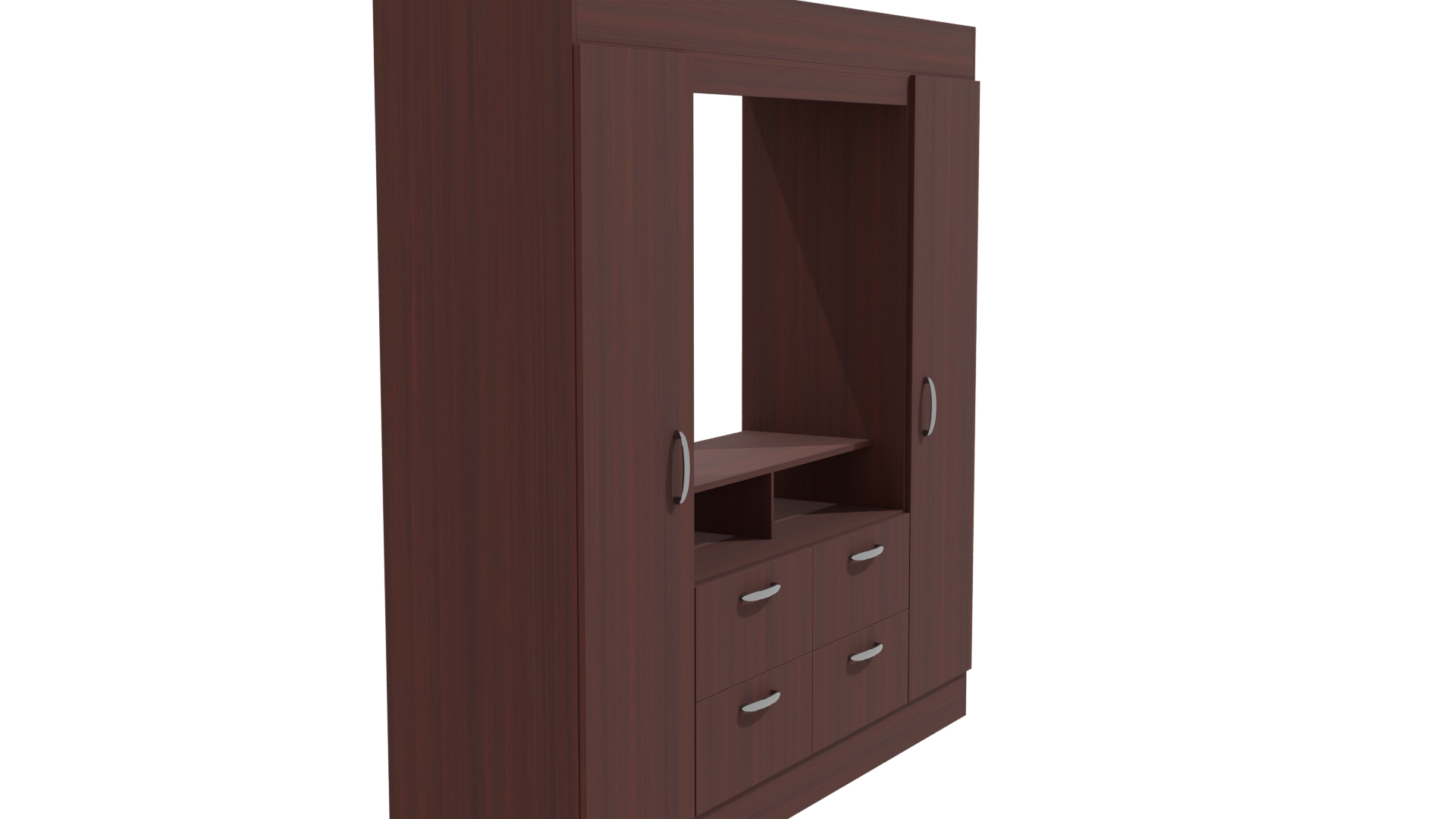 Contemporary Wood Entertainment Center 3D - Professional 3D Model Render 9