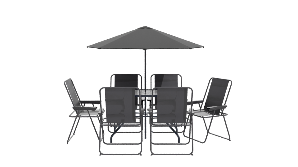 Stylish Outdoor Dining Set with Umbrella 3D Model - Professional 3D Model Render 11