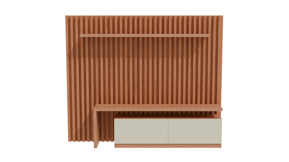 Contemporary Wooden Wall Unit 3D - Professional 3D Model Render 11
