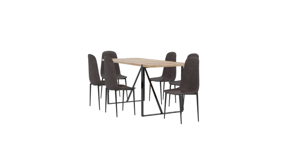 Contemporary Dining Set with Chairs 3D Model - Professional 3D Model Render 13