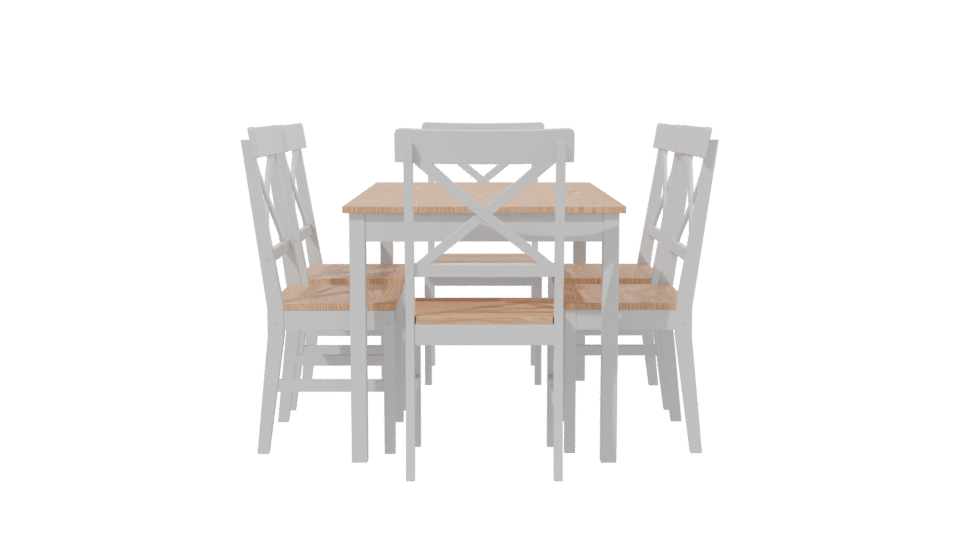 Stylish Wooden Dining Set 3D - Professional 3D Model Render 2