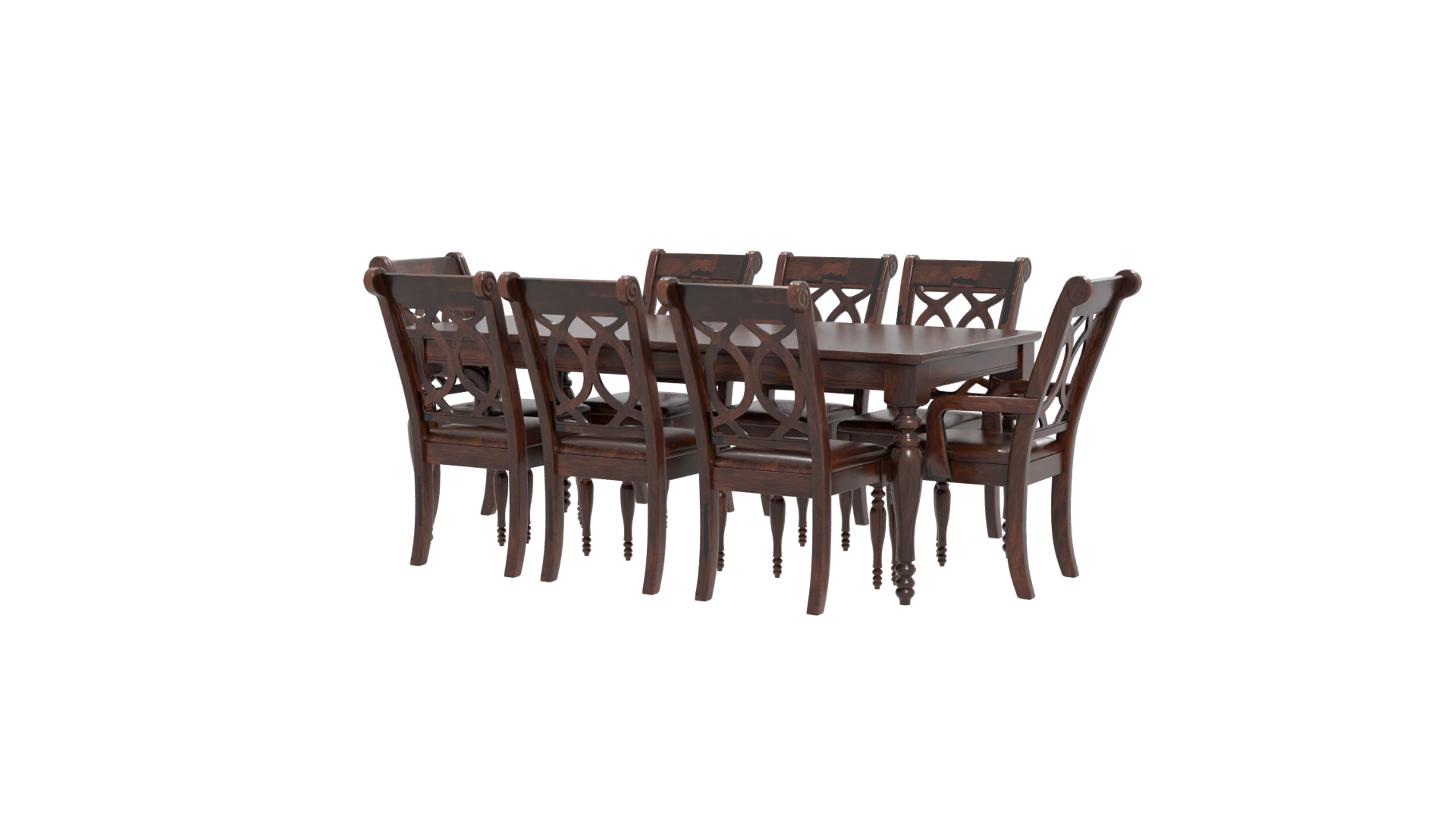 Wooden Dining Table Set 3D - Professional 3D Model Render 12