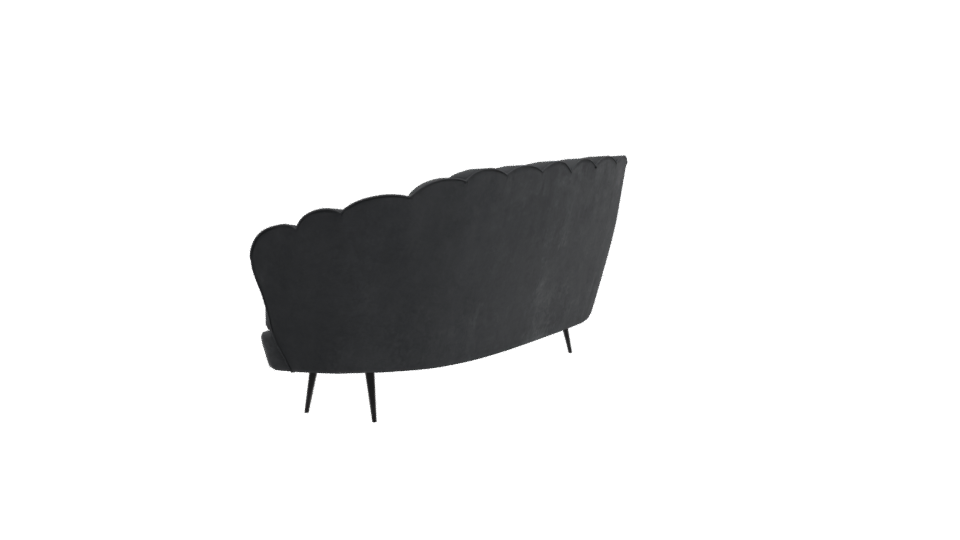Chic Black Velvet Sofa Model - Professional 3D Model Render 3