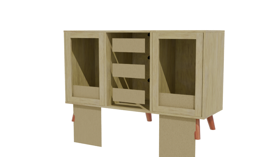 Vintage Wooden Sideboard 3D Model - Professional 3D Model Render 12