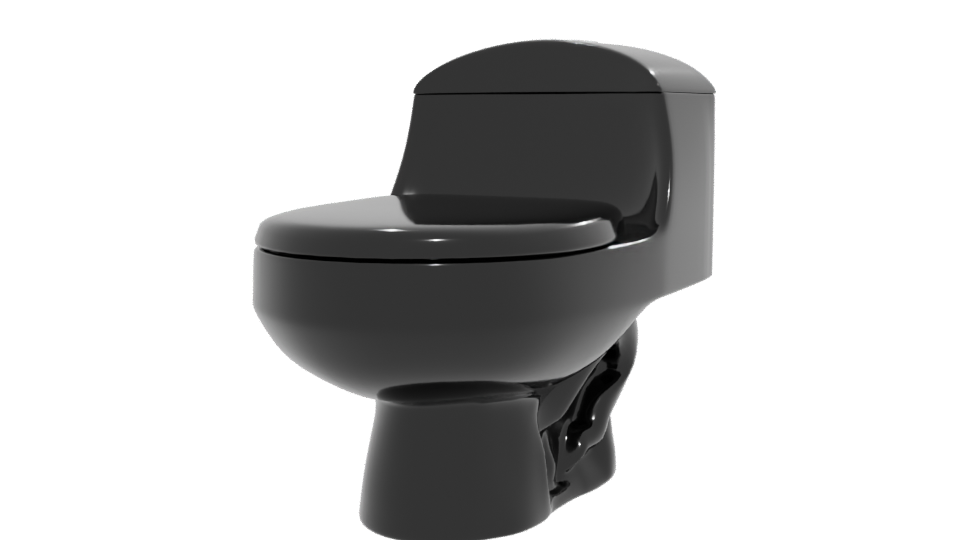 Modern Black One-Piece Toilet 3D - Professional 3D Model Render 12