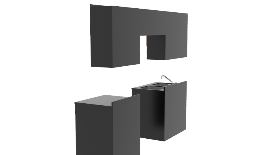 Stylish Kitchen Cabinet Set 3D - Professional 3D Model Render 3