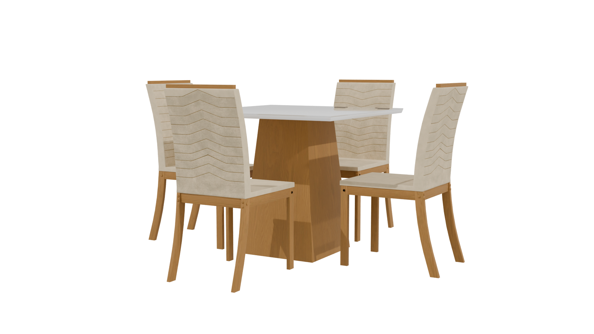 Stylish Wooden Dining Set 3D - Professional 3D Model Render 3