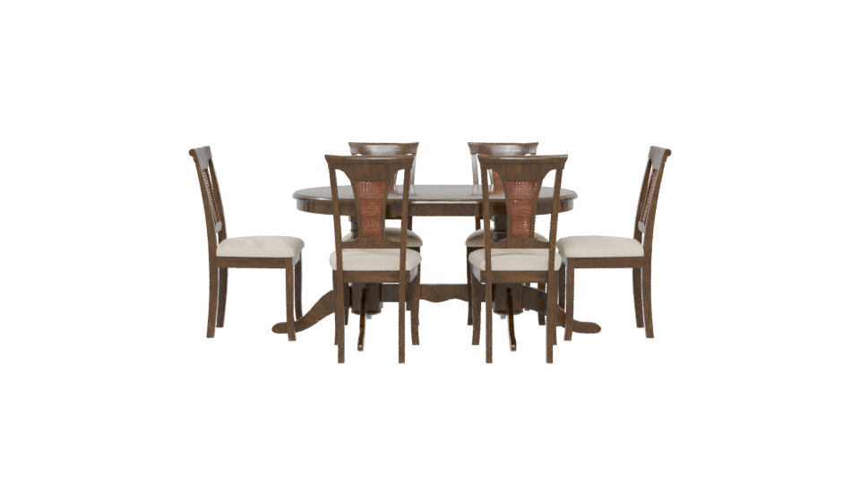 Elegant Wooden Dining Table Set 3D Model - Professional 3D Model Render 5