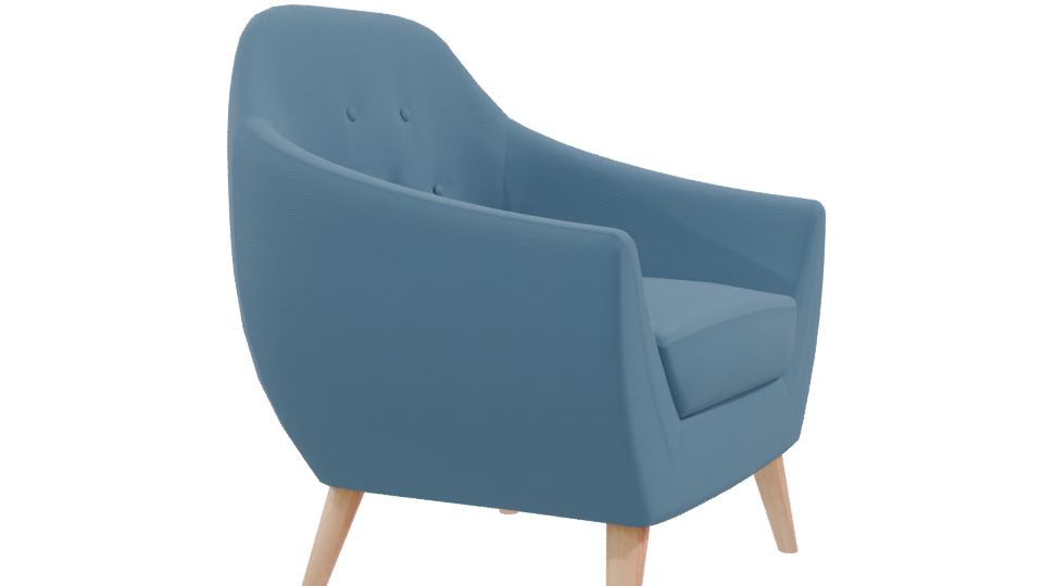 Stylish Blue Accent Chair 3D - Professional 3D Model Render 9