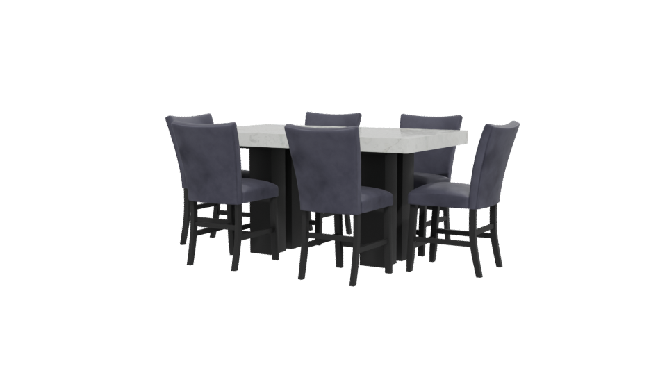 Elegant Rectangular Dining Table Set - Professional 3D Model Render 12
