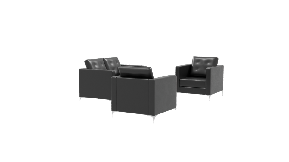 Contemporary Black Fabric Sofa Set 3D Model - Professional 3D Model Render 9