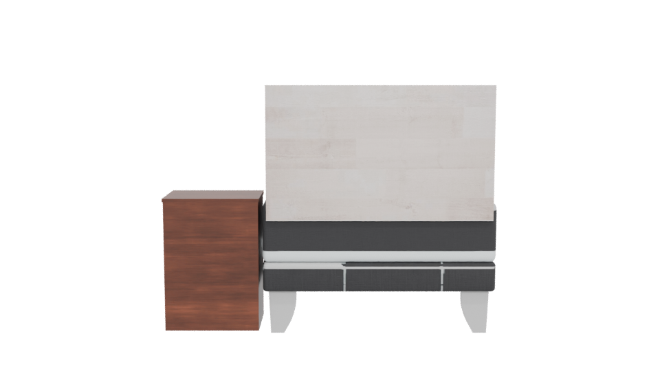 Stylish Minimalist Bed with Nightstand 3D Model - Professional 3D Model Render 5